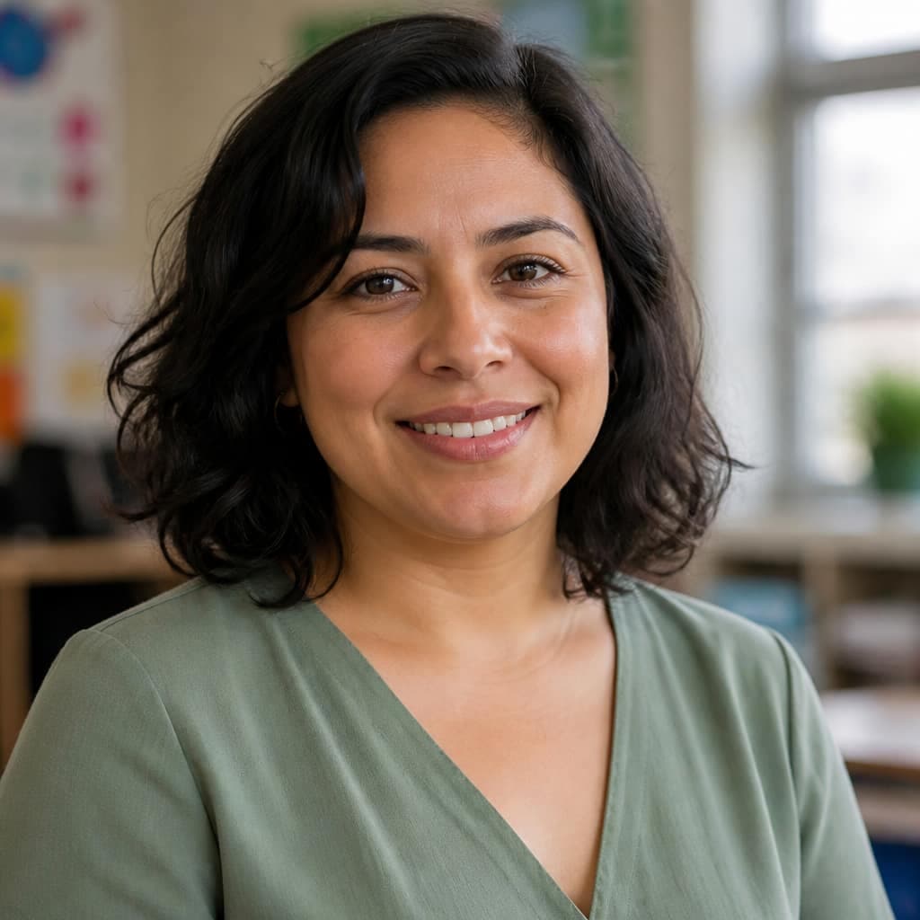 Portrait of Inés Ruiz, volunteer educator with Humanity Foundation in Bogotá