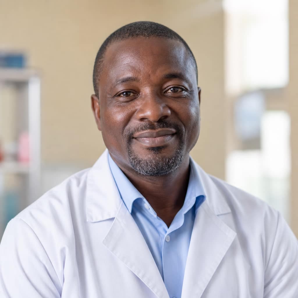 Portrait of Dr. Kwame Osei, partner physician with Humanity Foundation in Accra